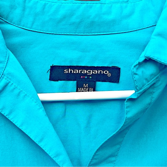 Sharagano Turquoise Shirt Tunic Dress Medium - Picture 10 of 13